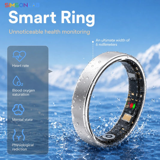 2026 SIMSONLAB New Smart Ring for Men Women Gift Bluetooth Call Blood Pressure Monitor Heart Rate 5ATM Waterproof for Xiaomi