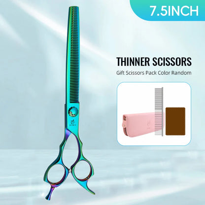 Fenice JP440C 7/7.5 Inch Professional Pet Dogs Grooming Scissors Kits Straight Curved Thinnier Chunker Shears Set For Dogs