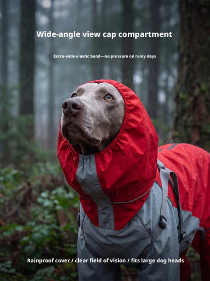 SHINEKNOT Pet Raincoat Night Reflective Strip Waterproof Raincoat Walking Clothing Large Dog All Inclusive Hooded Raincoat