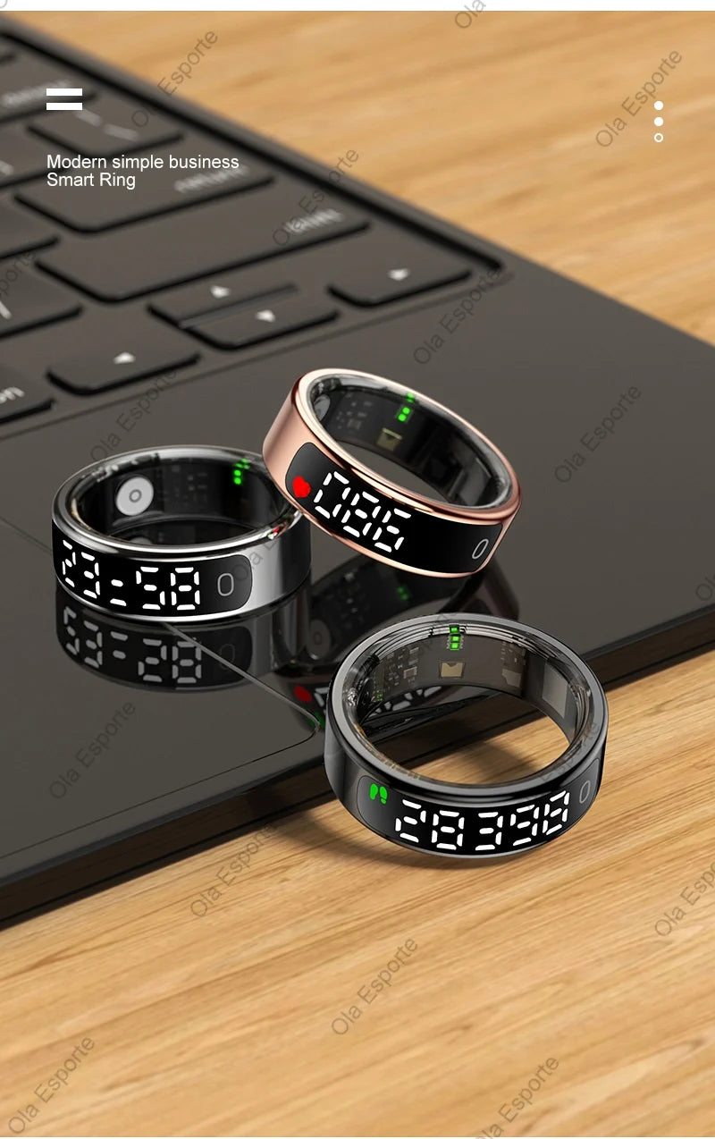 2026 New SR08 Smart Ring Men Women LED Display Screen Heart Rate Blood Oxygen Monitoring 5ATM Waterproof Multi Sports Modes Gift