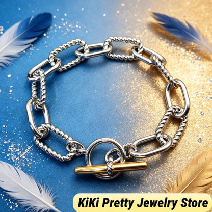 2026 New Dav High-Quality Bracelet Luxury Polished Gold Silver Tone Chain Bracelet Exquisite Craft Wrist Bangle for Formal Dinner & Dating