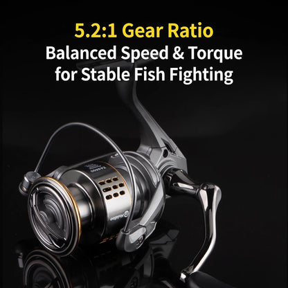 Huidiao ZA All-Purpose Spinning Reel 2000-7000 Fishing Reel 16kg Max Drag 5.2:1 Metal Spool/Handle for Freshwater Saltwater