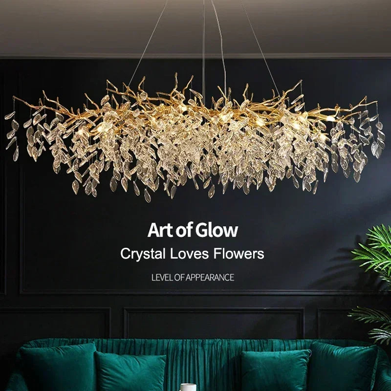 Luxury Modern Crystal Ceiling Chandelier Led Pendant Lamp Dining Table Living Room Bedroom Home Decor Wall Hanging Light Fixture