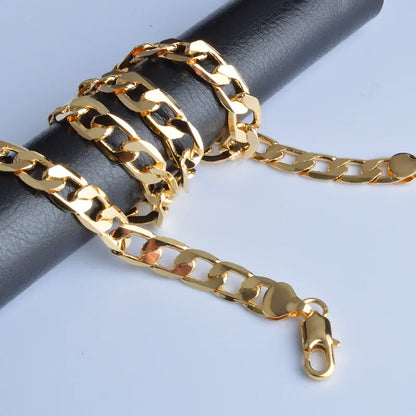 Noble 18K gold Charms 8MM sideways chain Necklace for Men women Luxury Fashion Party Wedding Versatile Jewelry Christmas Gifts