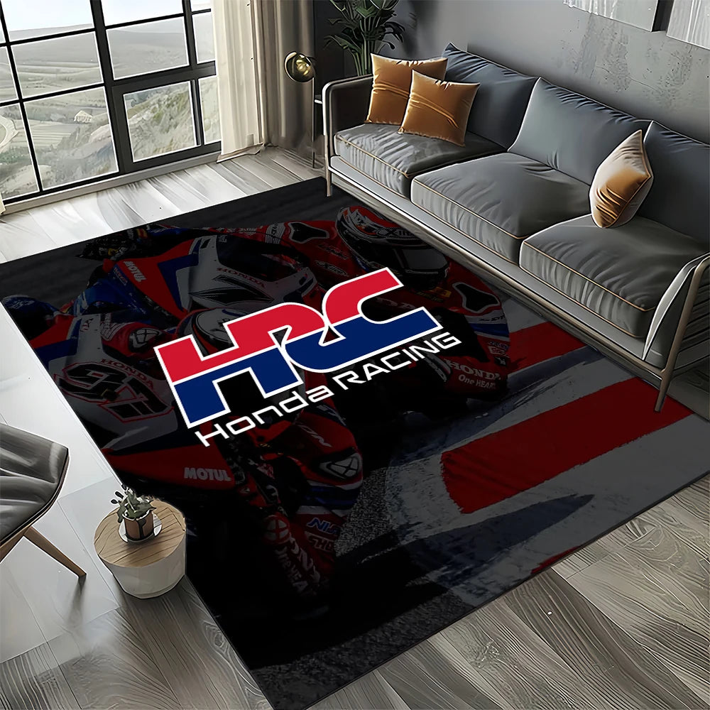 Racing Car H-HONDA HRC Motorcycle Carpet Rug for Living Room Bedroom Home Sofa Decoration,Kids Area Rug Non-slip Floor Mat Gift