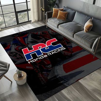 Racing Car H-HONDA HRC Motorcycle Carpet Rug for Living Room Bedroom Home Sofa Decoration,Kids Area Rug Non-slip Floor Mat Gift