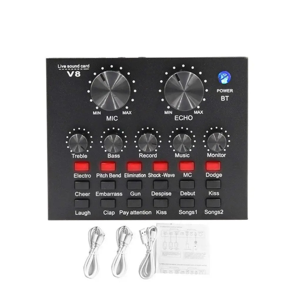BM800 Condenser Microphone Kit Computer Sound Card Mobile Phone Voice Changer Microphone Streaming V8Sound Card Set Karaoke
