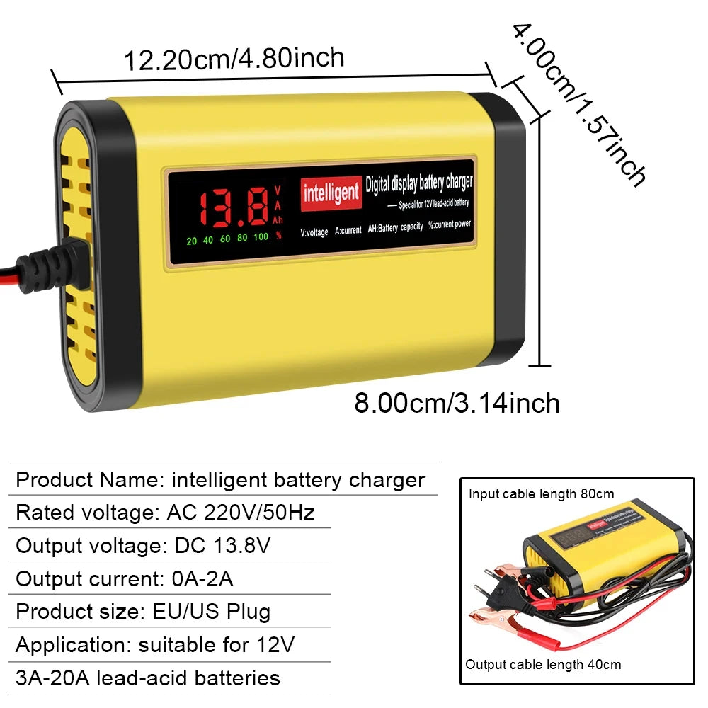 Car Battery Charger Intelligent Smart Battery Charging Pulse Repair Tools Auto Accessories For SUV Motorcycle Truck RV Universal