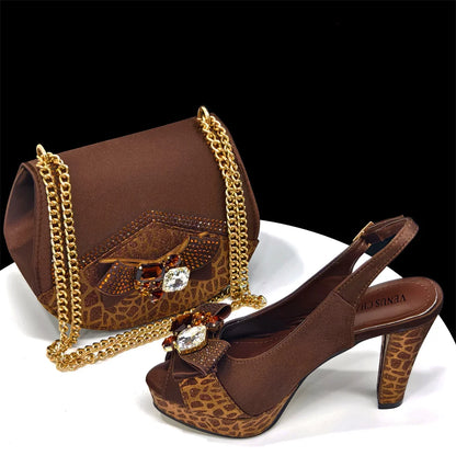 Elegant Women Heels for Party Open Toe Special Material Design Rhinestone Italian Only Sandals and Set to Choose 2024