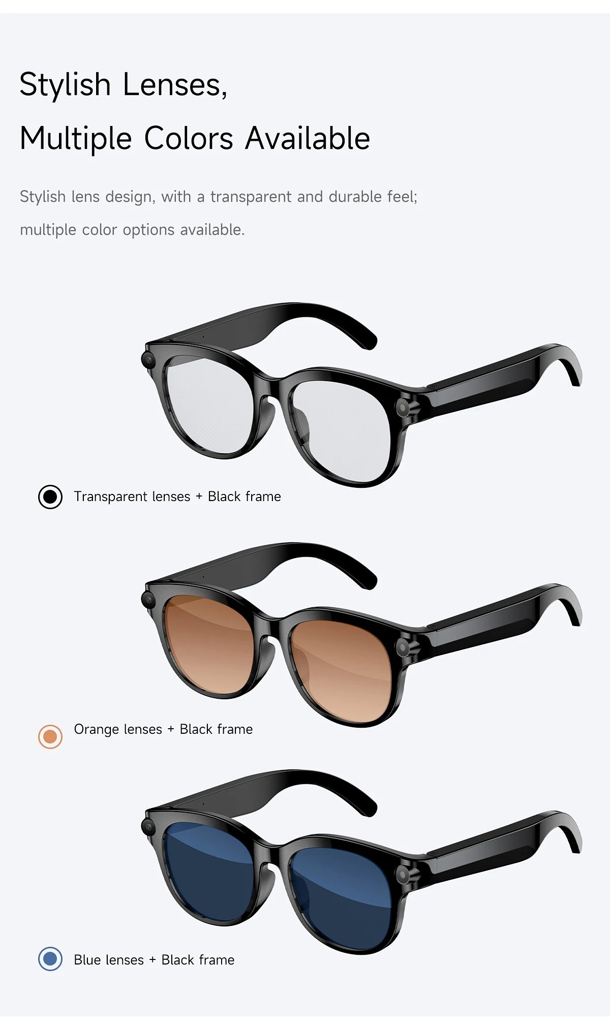 2026 AI Smart Glasses AI Translation Sunglasses Bluetooth Calling Music Player Camera Control Anti-blue Light Glasses  Men Women