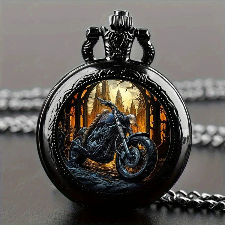 Retro Golden And Silvery Double Dragon Quartz Pocket Watch