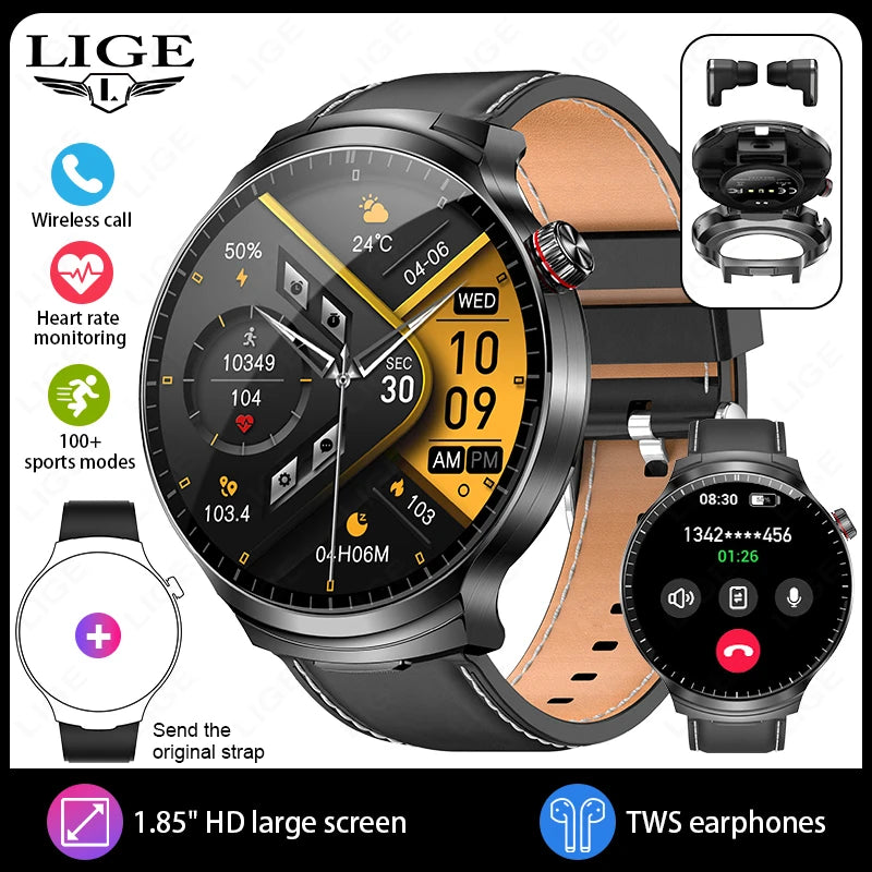 2026 New TWS 2 in 1 Smart Watch with Earbuds Bluetooth Call Earphone Smartwatch Men Women Heart Rate Monitor Sport Music Watches