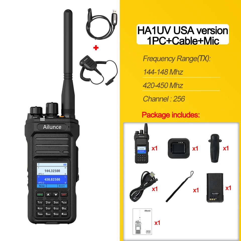 Retevis Ailunce HA1UV Ham Radio IP67 Waterproof Long Range 2800mAh Dual Band Two Way Radio Rechargeable Handheld Walkie Talkie