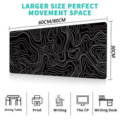 Professional Gaming Topographic Shape Gaming Mouse Pad Anti-Slip Wear-Resistant Keyboard Pad Office Keyboard Desk Mat Office Use
