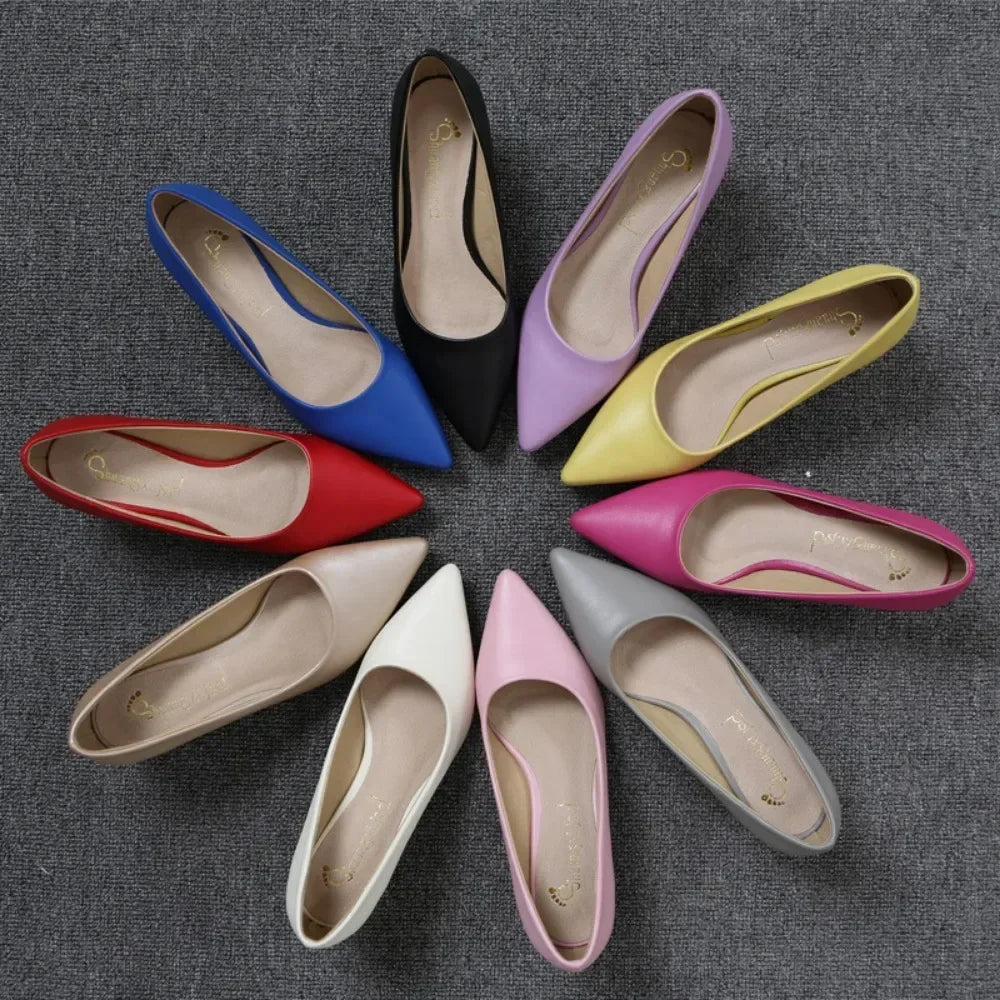 Professional High Heels Women Pointed Shallow Mouthed Single Shoes Black Slim Heeled Flight Attendant Formal Work Shoes Pumps