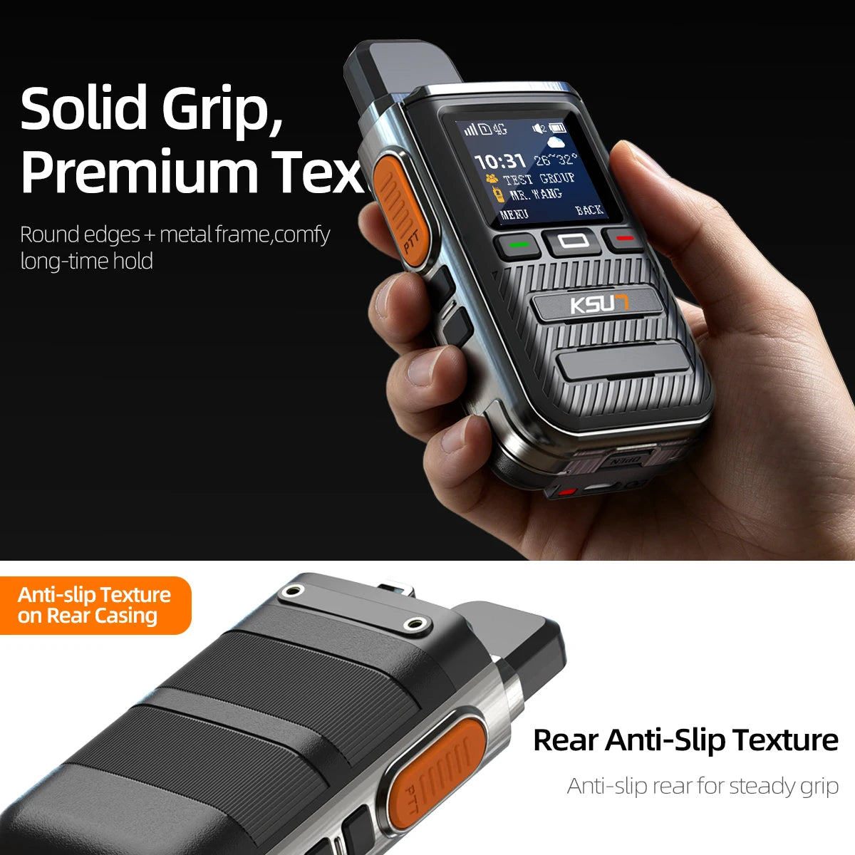 KSUN CT22 Heavy-Duty Public Walkie-Talkie Metal Electroplated Body 1.44" HD Screen 2W Output Fast Charge GPS+Weather