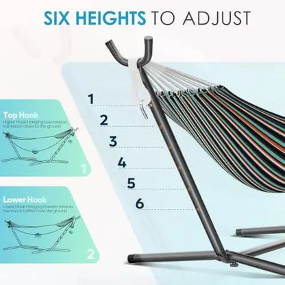 Hammock with Stand for Outside | 600 lbs, Carring Package, for 2-Person Outside Patio