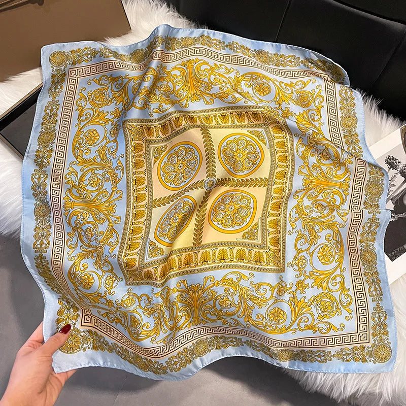 2025 Korean Satin Silk Scarf 70cm Square Women Fashion Shawl Wrap Neckerchief New Elegant
