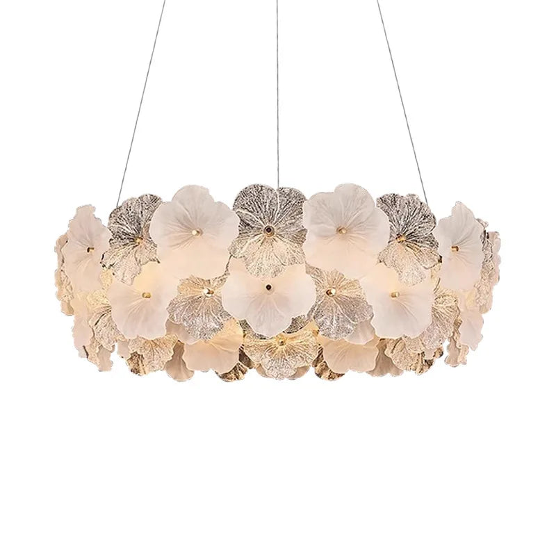 Modern Lustre Glass Flower Led Chandeliers Lighting Living Dining Room Pendant Lights Home Decor Bedroom Hanging Lamp Luminaire