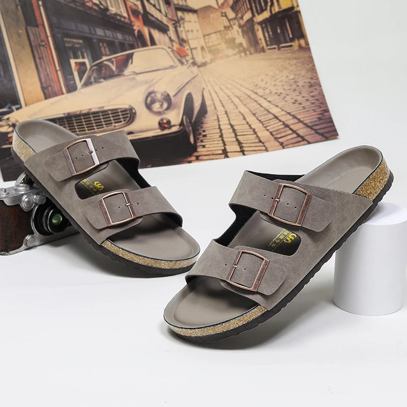 Men Leather Sandals Summer Classic Boys Shoes Slippers Soft Sandals Roman Comfortable Outdoor Beach Walking Footwear All-Match