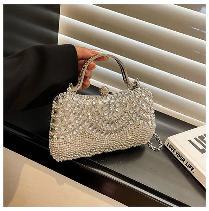Super Exquisite Diamonds Frame Handbags Gold Silver Hasp Chains Designer New Style Shoulder Bags for Women 2025 Fashion Party