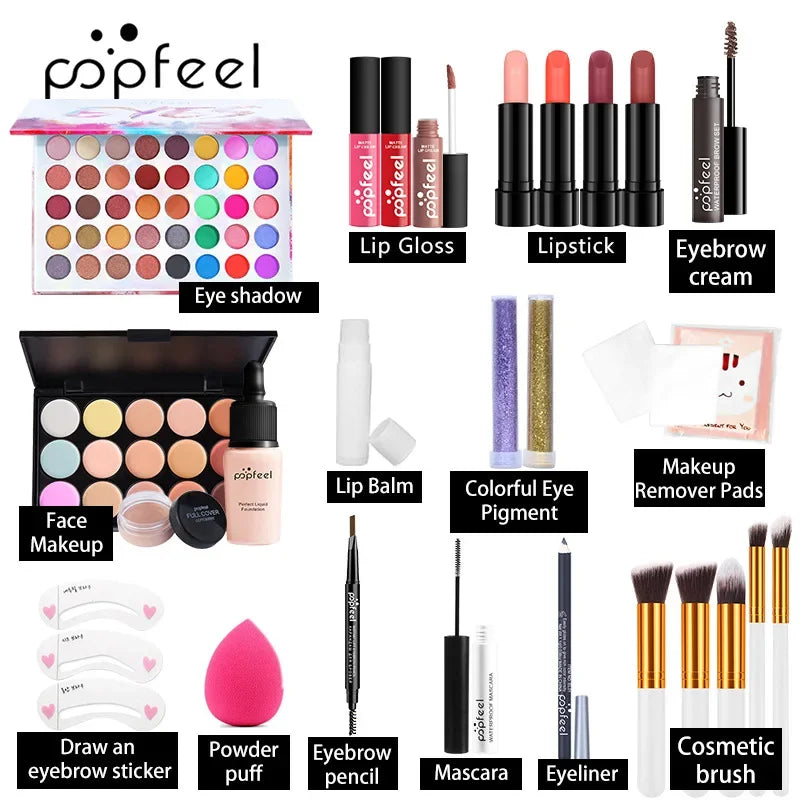 Professional Makeup Set Full Makeup Kit Eye Shadow Blush Foundation Face Powder Makeup Case Korean Cosmetic Christmas Gifts