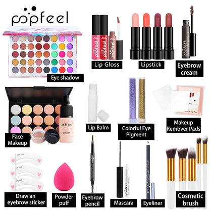 Professional Makeup Set Full Makeup Kit Eye Shadow Blush Foundation Face Powder Makeup Case Korean Cosmetic Christmas Gifts