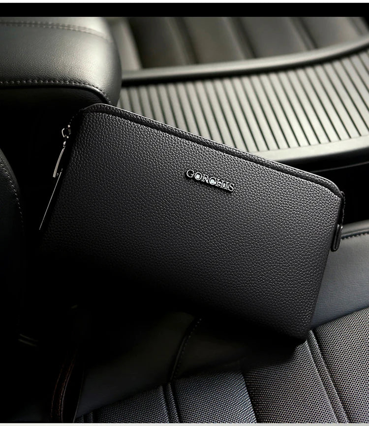 Leather Wallet FL-V1 Men Business Clutch Bag Smart Fingerprint Lock Security Anti Theft Handbag Black Safety Men Wallet сумка 가방