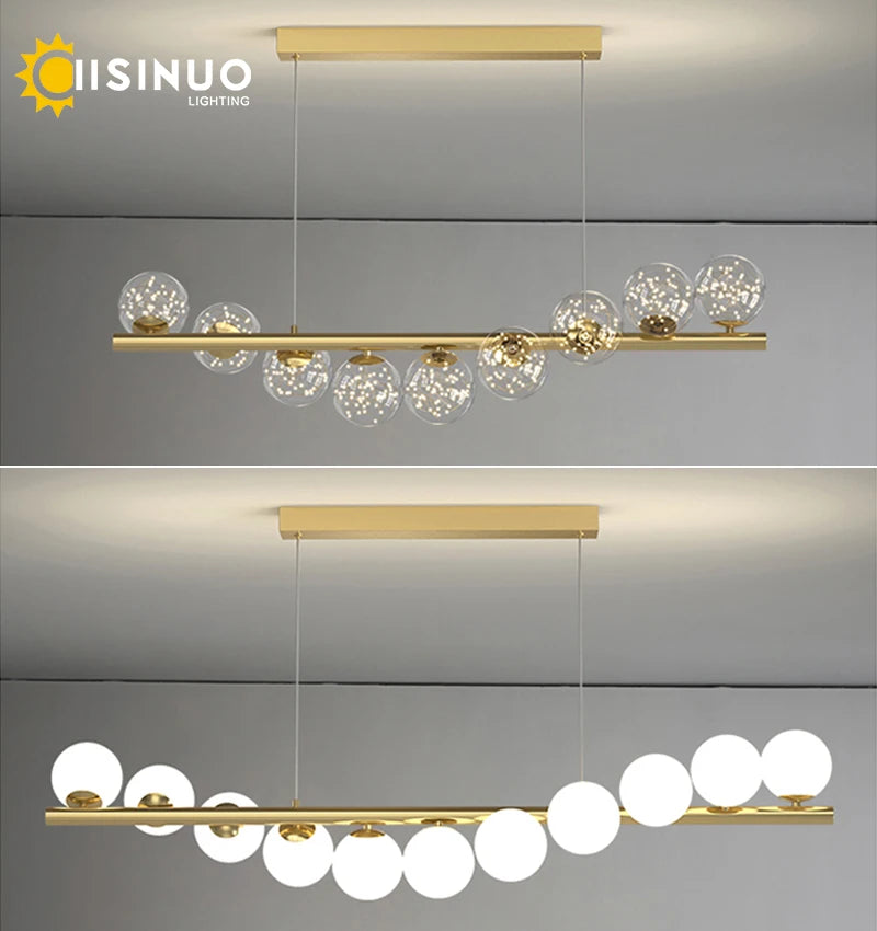 Line Glass Ball Pendant Lights Nordic LED Energy-Efficient Hanging Ceiling Lamp with Adjustable Cord for Dining Room Living Room