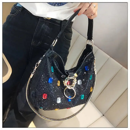 Luxury Genuine Leather Portable Women's Bag Leisure Large Capacity Diamond Tote Bag Shoulder Crossbody Bucket Bags Fashion 2026