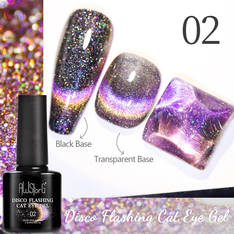 AWStorG 7.5ml Light Color Cat Eye Gel Nail Polish Pink Semi Permanent Glitter Magnetic Gel Soak Off UV LED Varnish Nail Art