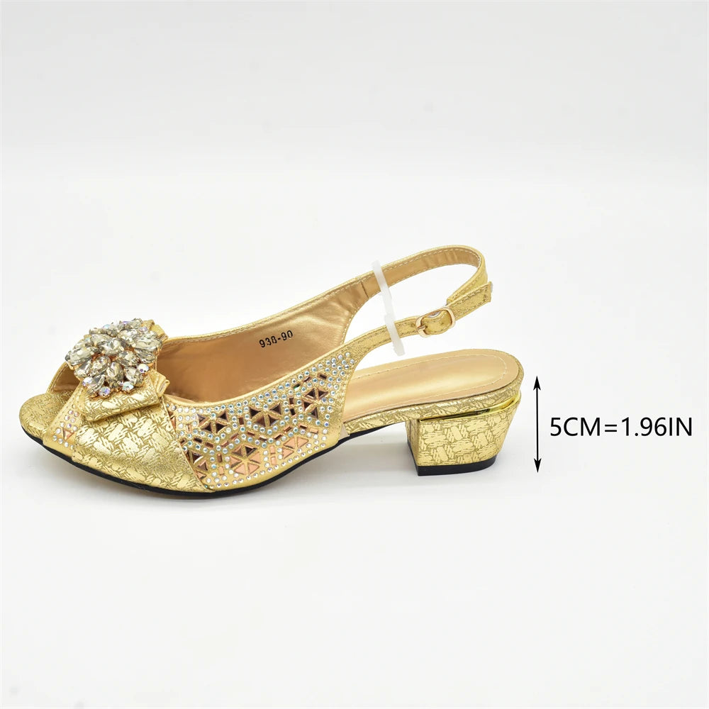 New Arrival African Shoes and Bags Sets Decorated with Rhinestone Women Shoe Size 43 Shoes for Women 2025 Designer Luxury