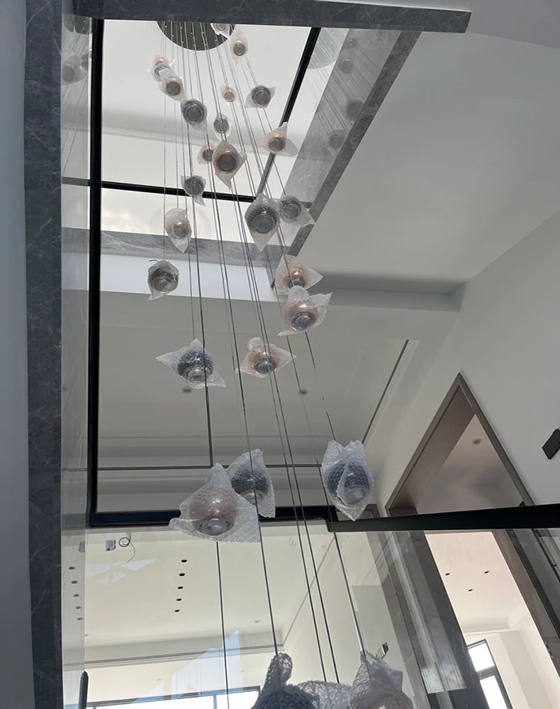 Modern Crystal stair chandelier lights indoor lighting Ceiling lamp hanging light led Chandeliers for living room indoor lightin