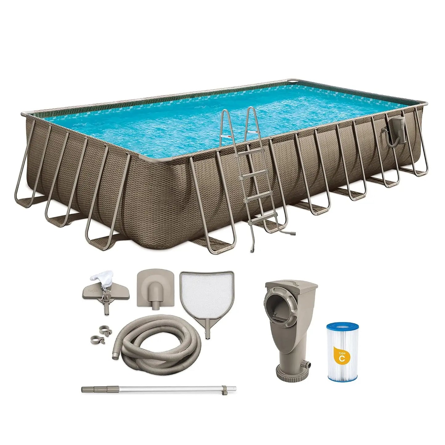 Oasis Designer Lap 24' x 12'x 52" Rectangular Above Ground Swimming Pool, with FiltraBoost 1200 GPH Filter Pump,, Customized