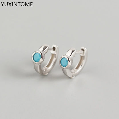 925 Sterling Silver Needle Light Blue Zircon Stud Earrings for Women Fashion Blue Enamel Pendant Earrings Luxury Jewelry Gifts