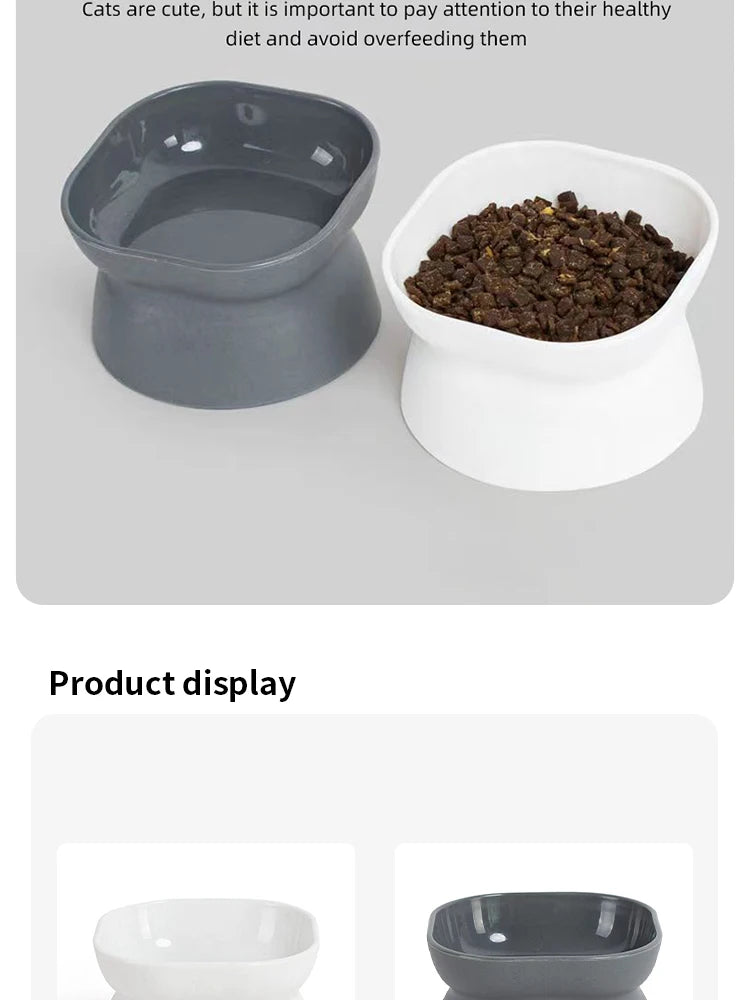 Dual-purpose Cat/Dog Food Bowl, Elevated Anti-Vomiting Cat Feeder Whisker Stress-Free Dog Plastic Cat Feeding Bowls