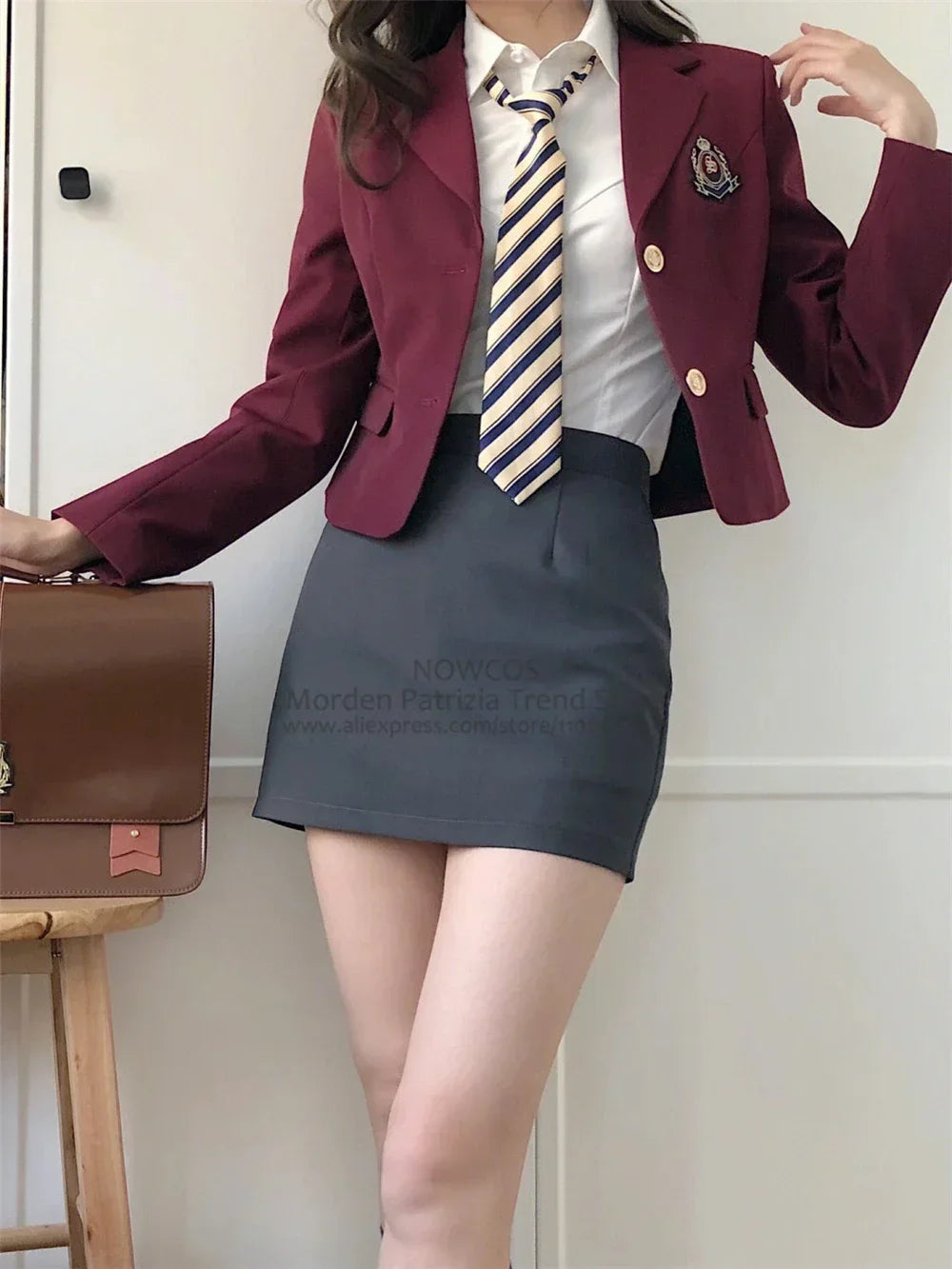 Korean Style Girls JK Uniform Suit Daily Red Blazer Coat Sexy Slim JK Wrap Buttock Skirt Women Preppy Summer School Uniform Suit