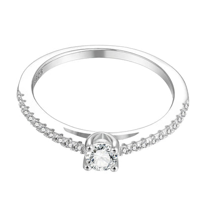 BLUEENCH 4mm D Color Moissanite Ring for Woman Wedding Jewelry with GRA 925 Sterling Sliver Plated 18k White Gold Wedding Band