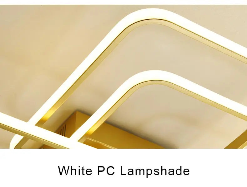 Modern Square LED Ceiling Chandelier with Remote Control Dimmable Light Fixture for Living Room Bedroom Dining Home Decor Lamp
