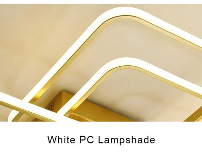 Modern Square LED Ceiling Chandelier with Remote Control Dimmable Light Fixture for Living Room Bedroom Dining Home Decor Lamp