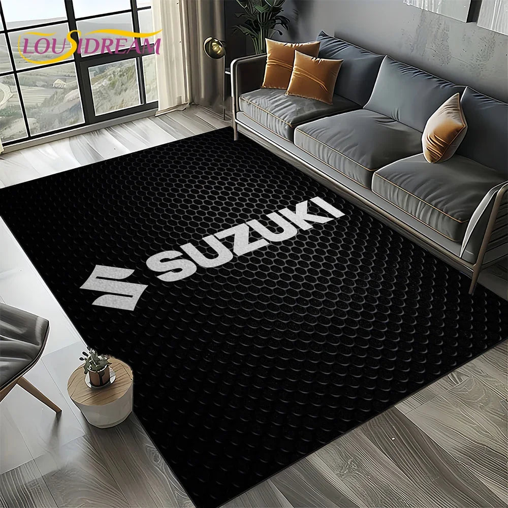 2025 Racing Car S-SUZUKI Logo Motorcycle Carpet Rug for Bedroom Living Room Home Sofa Decoration,kids Play Decor Floor Mat Gift