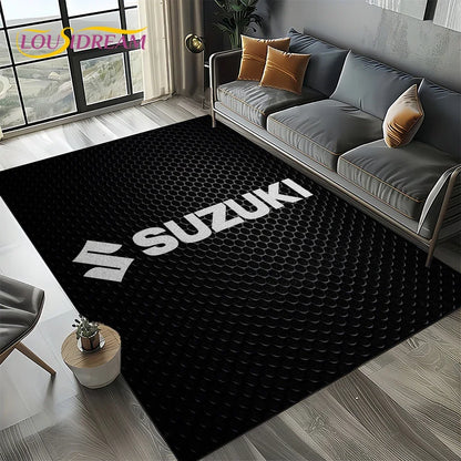 2025 Racing Car S-SUZUKI Logo Motorcycle Carpet Rug for Bedroom Living Room Home Sofa Decoration,kids Play Decor Floor Mat Gift