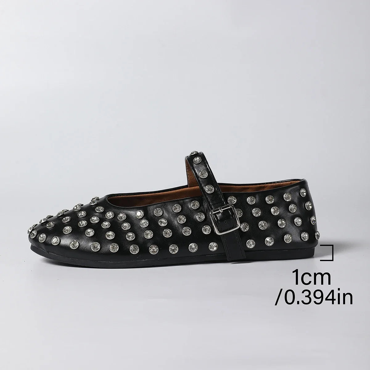 Women's Flat Dress Shoes Bottom Mary Jane Water Diamond Casual Dancing Shoes Genuine Leather Single Shoes Luxury Ballet Flats
