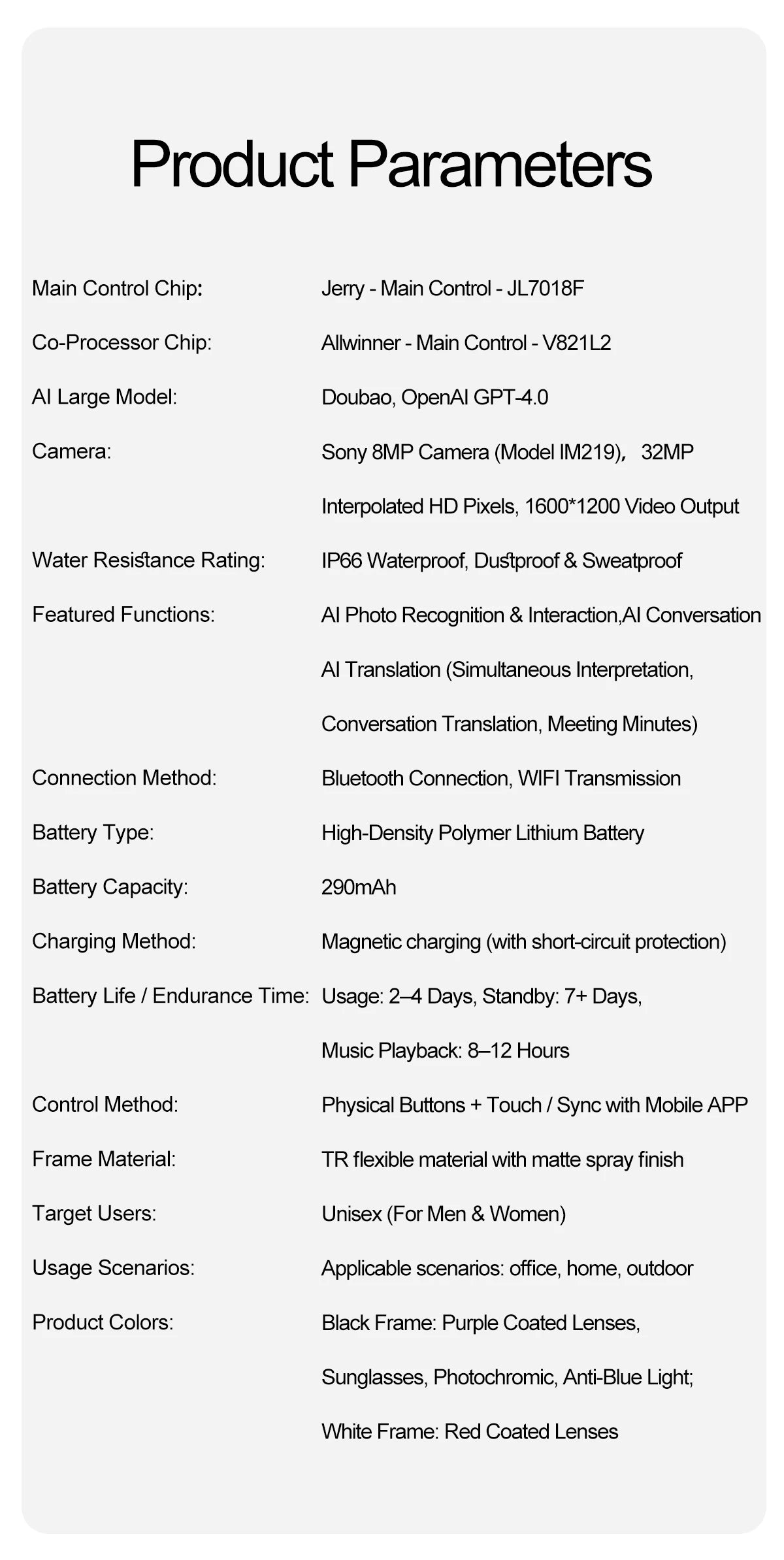 2026 New AI Smart Glasses 8MP Camera 1080P Video Shooting Real-time Translation SI BT Call Music Play Voice Recording Sunglasses