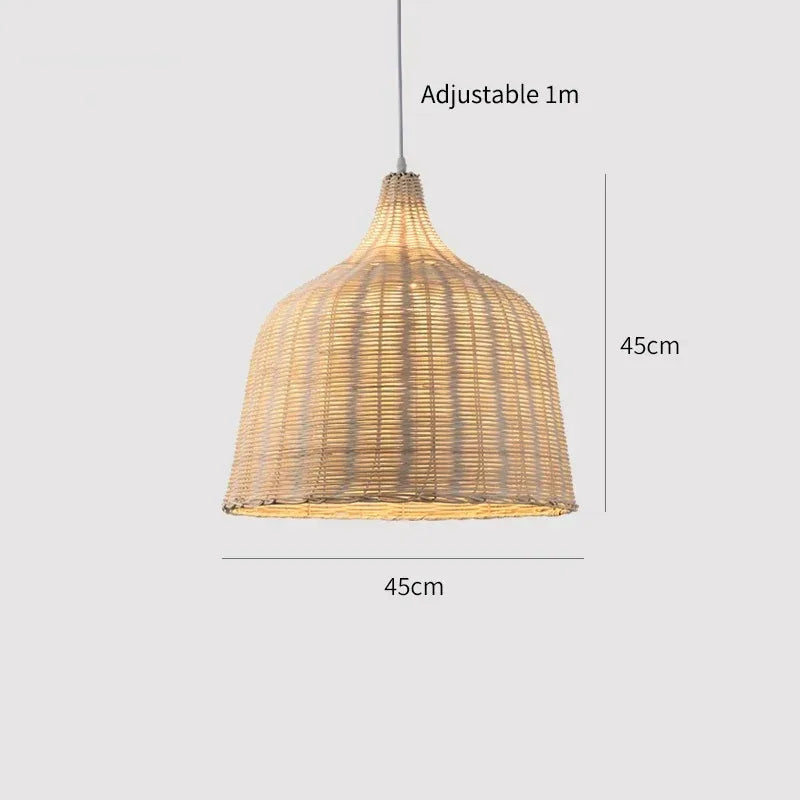 JOYINLED 26/30/35/45cm Natural Bamboo Handmade Pendant Lights Boho Rustic Ceiling Pendant Lamp Farmhouse Southeast Asian E26 E27