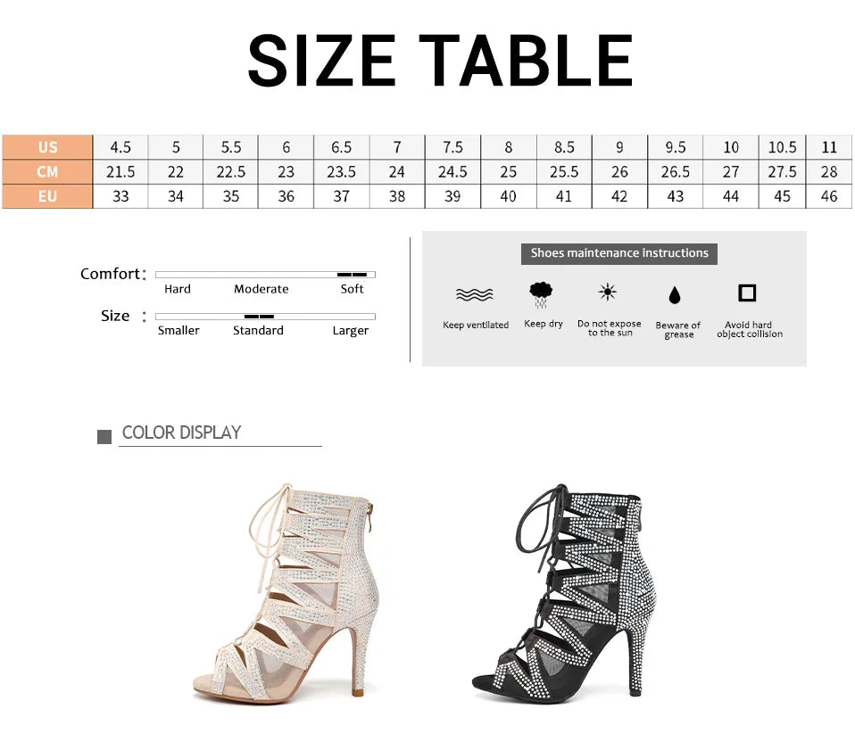 SWDZM Women's Dance Boots Shiny With Diamonds Latin Jazz Dance Shoes Wedding High Heels Girls Dance Shoes Indoor And Outdoor