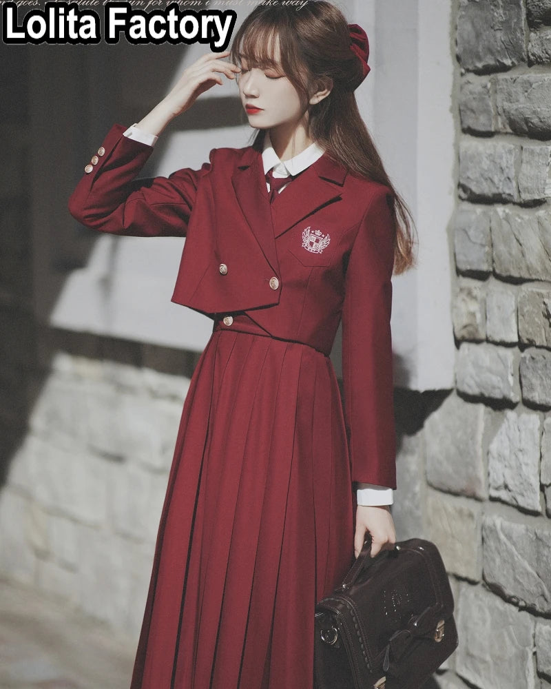 Japanese Women JK Green Blazer Suit skirt coat Harajuku High School Uniform for Students Girl Outwear College Style blazers Suit