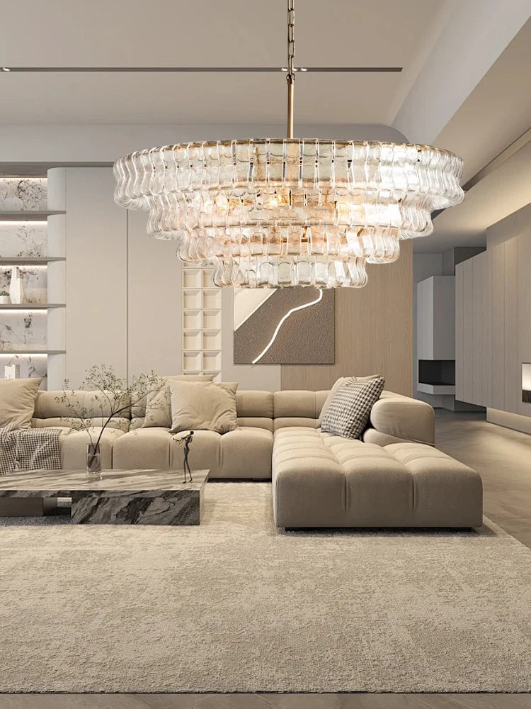 Glass Chandeliers Lights 2026 Classic Round Hanging Lamps for Ceiling Home Decoration Lighting Gold Lustres Lamparas De Teto