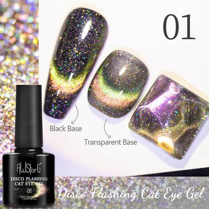 AWStorG 7.5ml Starlit Chameleon Cat Magnetic Gel Nail Polish Double Colors Semi Permanent UV Gel Varnish Need Black Base