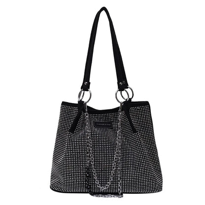 Yogodlns Luxury Rhinestone Bucket Bag For Women Fashion Brands Shouldr Bag Trendy Underarm Bag Shopping Handbag Purse Bolsa